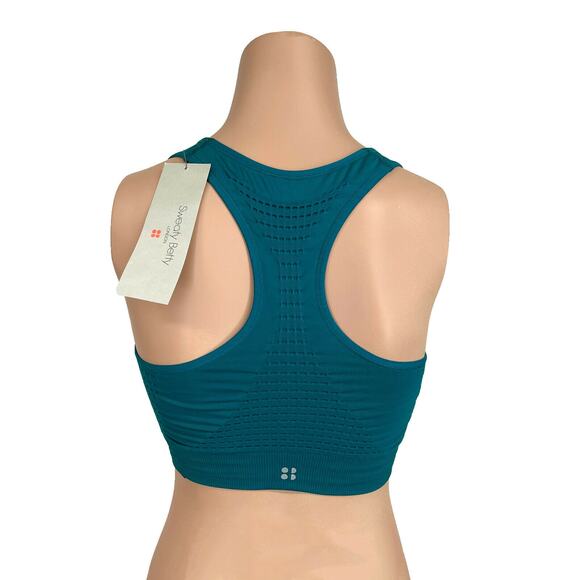Sweaty Betty Stamina Sports Bra Sz XS 0 2 New $40 Blue Green Seamless Med Impact - Picture 3 of 11